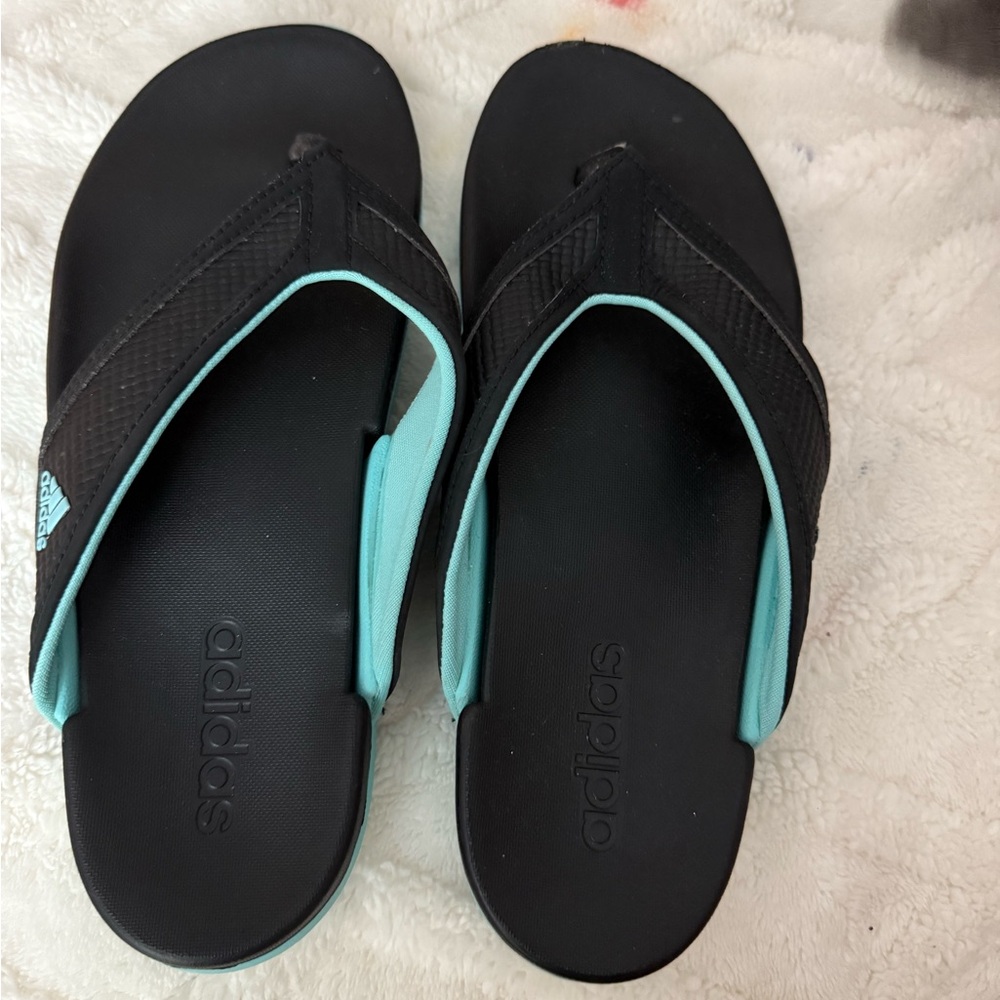 Adidas Black and Aqua Sandals